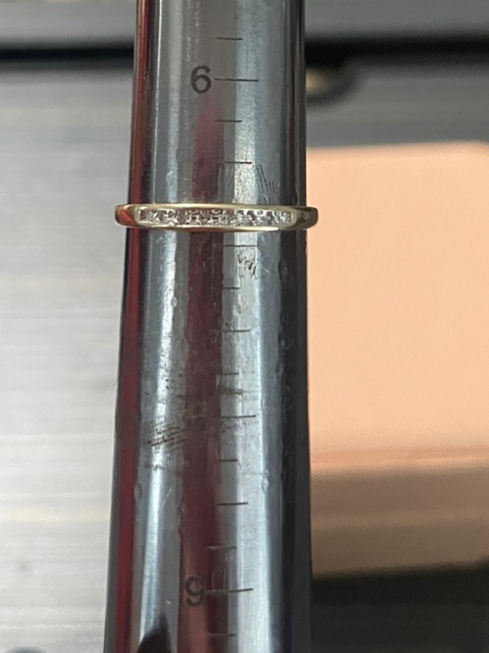 Delicate 10k Gold Stacker Band Ring with Diamonds